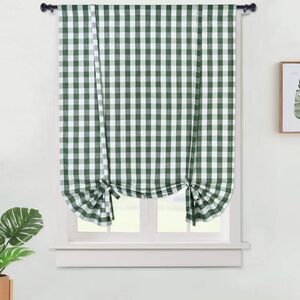 Haperlare Tie Up Curtain 42" x 63" Buffalo Check Gingham Pattern Adjustable